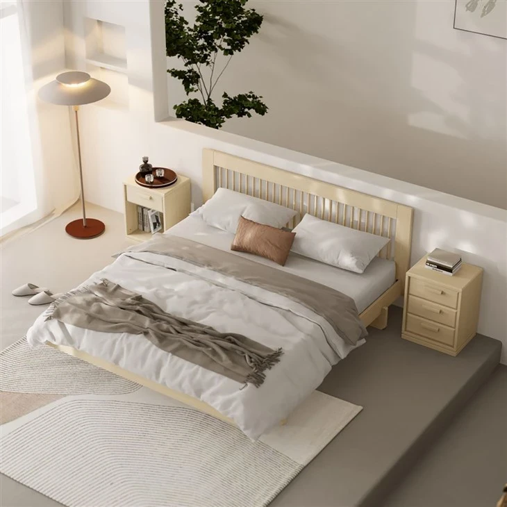 Solid Wood King Bed factory